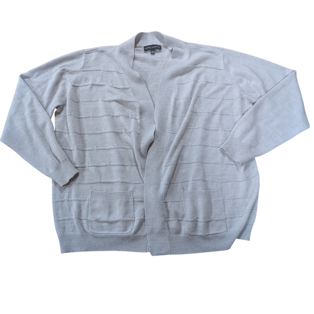 Classic Editions Gray 1X Plus Size Oversized Knit Cardigan Grandmacore